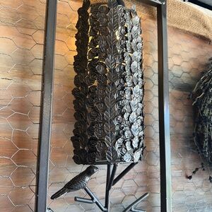 Metal Leaf Wall Devore with Bird Design